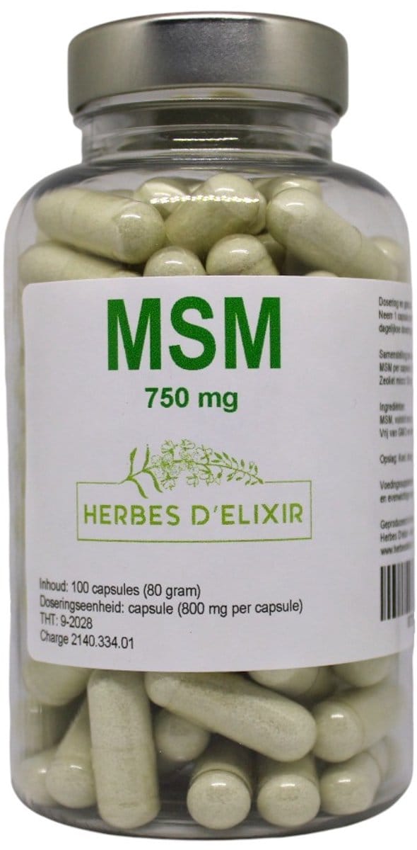 Herbes D'elixir MSM capsules - 750 mg per capsule - Vegan - 100 capsules
