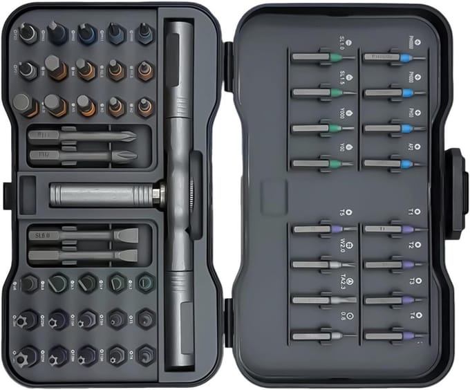 Schroevendraaier Set - Ratel Tool - Meubels Monteren - 50-in-1 Magnetisch - 16 cm Lengte - Grijs
