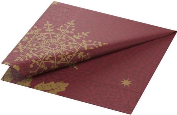 Duni kerst servetten - rood/goud - 33*33 - 50 stuks