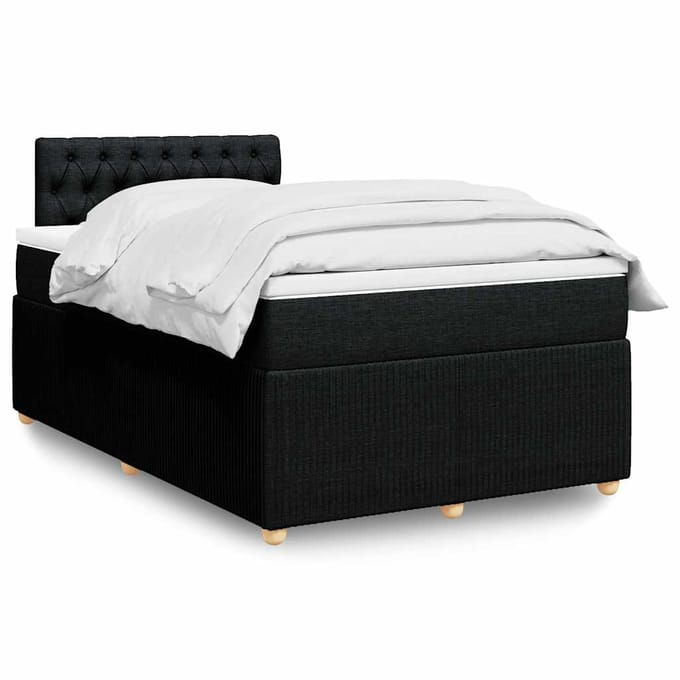 vidaXL - Boxspring - met - matras - stof - zwart - 120x190 - cm