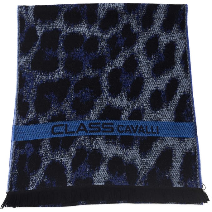 Cavalli Class Heren Blauwe Wol Sjaal
