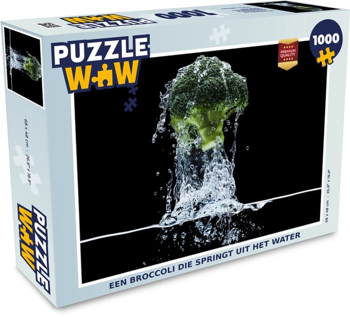 Puzzel Een broccoli die springt uit het water - Legpuzzel - Puzzel 1000 stukjes volwassenen