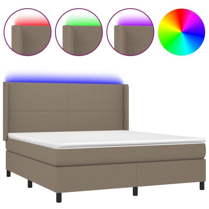 vidaXL - LED - Box - Spring - Bed - met - hoofdeinde - Stof