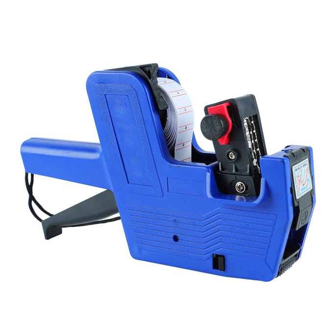8 Cijfers Prijs Numerieke Tag Maker met 3 Rollen Etikettenpapier 2 Inktwielen Duidelijke Print Prijs Etiketteermachine blue