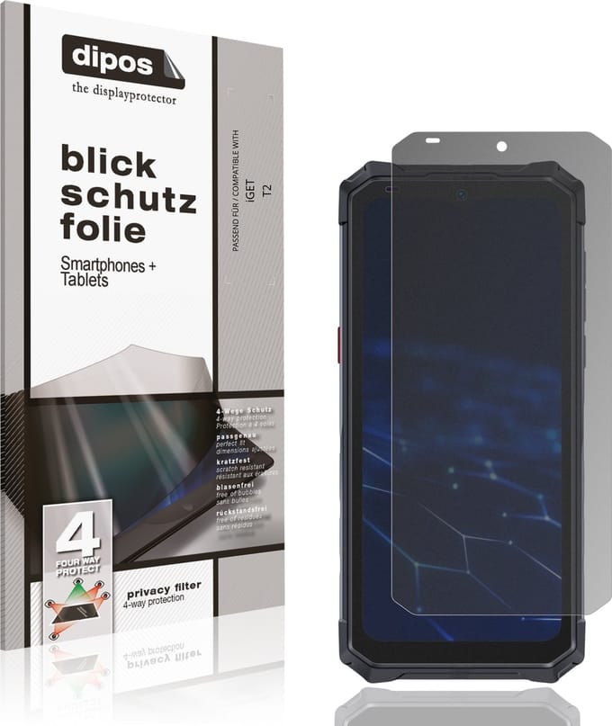 dipos – Matte Privacy Screenprotector geschikt voor iGET T2 | Anti-Spy Beschermfolie