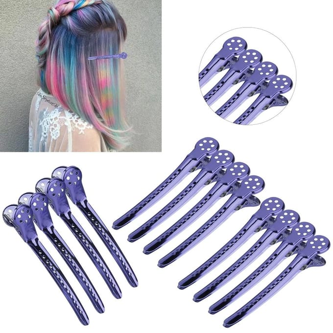 Doos met 12 haarclips voor het verdelen van haar in secties, paars. paars