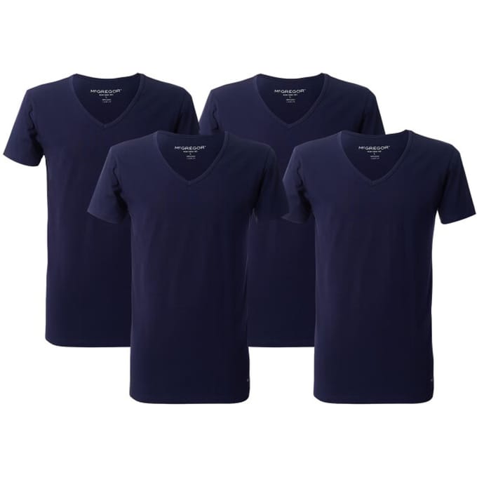 McGregor Premium - Stretch T-shirt - 4-pack Navy Taglia: L | Magliette basic Outlet | Uomo | Blu