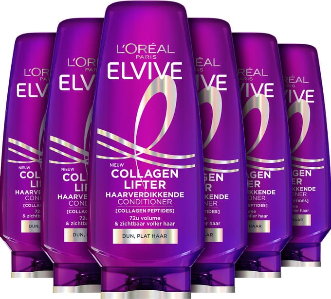 L'Oréal Paris Elvive Collagen Lifter Conditioner - 72u zichtbaar volume - Voor dun, plat haar - 200ml - 6 stuks