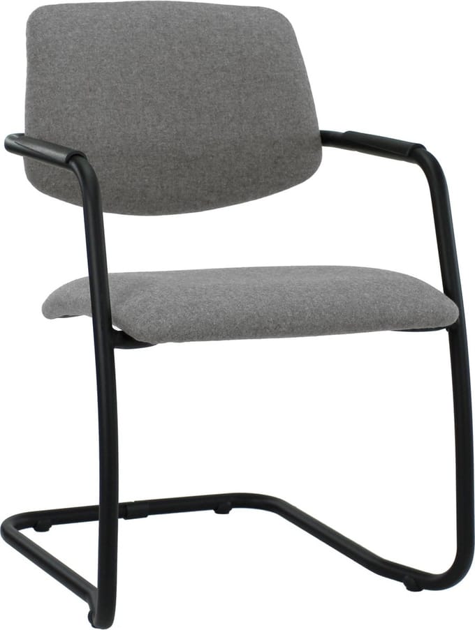Workliving Vergaderstoel X5 - Sledeframe - Wolvilt Fenice 602 middengrijs - frame zwart