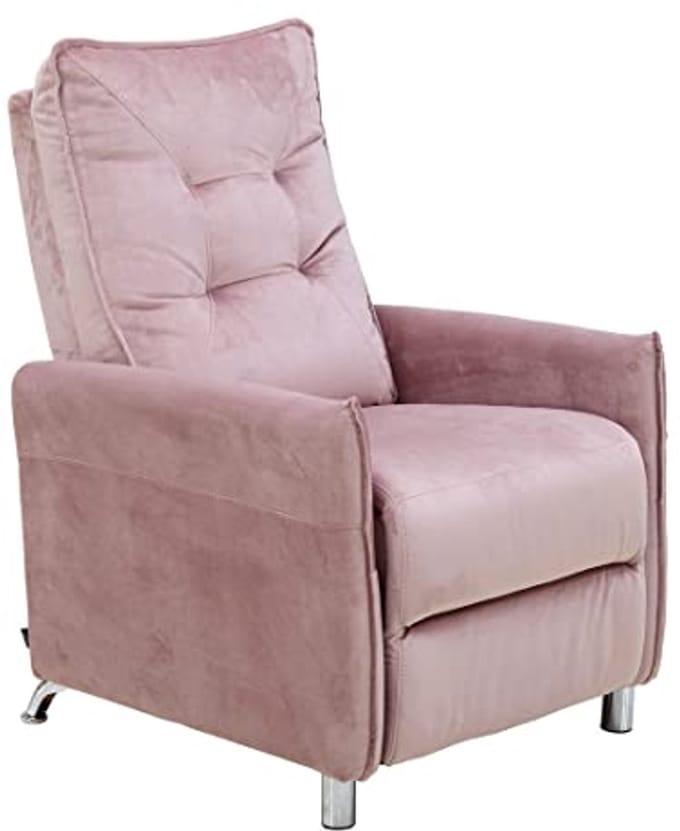 Comfortabele Fluwelen Relaxstoel met Handmatige Rugleuning - Roze