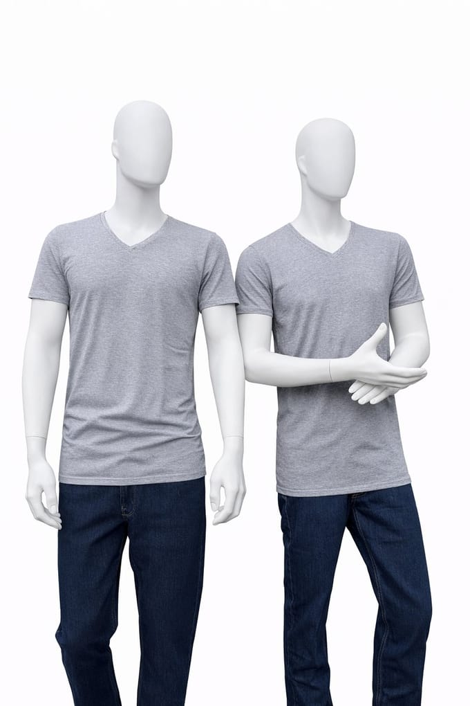 RELAKZ Lenzing Modal T-shirt Deep V-hals Extra Lang Grey Melange M - 2-pack