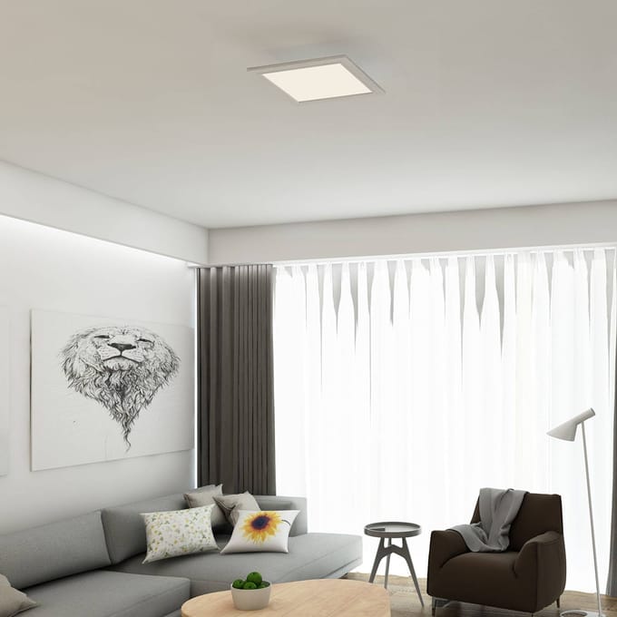 BRILONER PIATTO - Plafonnière - plafondlamp met bewegingssensor - ultraflat - LED lamp 12W - 1.300 Lumen - daglichtsensor - vierkant - wit - 29,5 cm