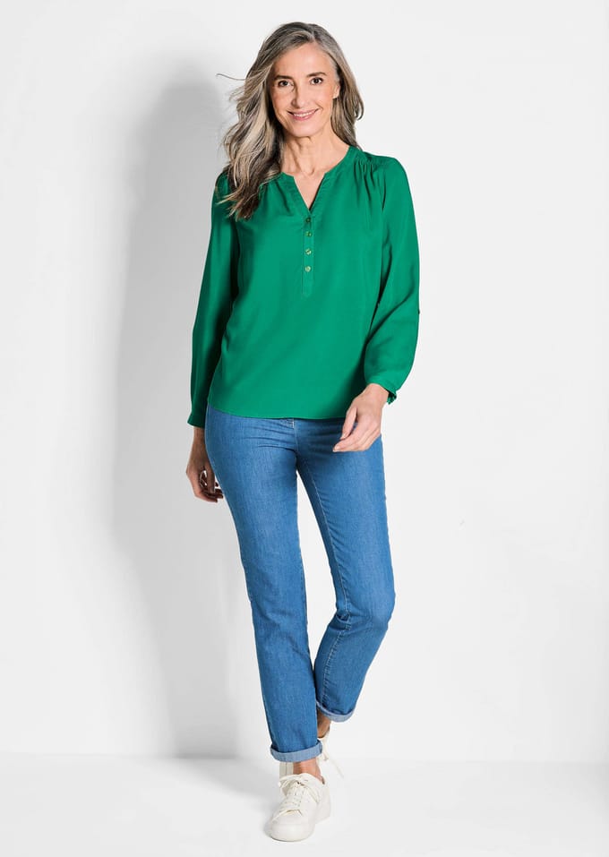 Goldner Tuniek Elegante viscose blouse met V-hals donkergroen