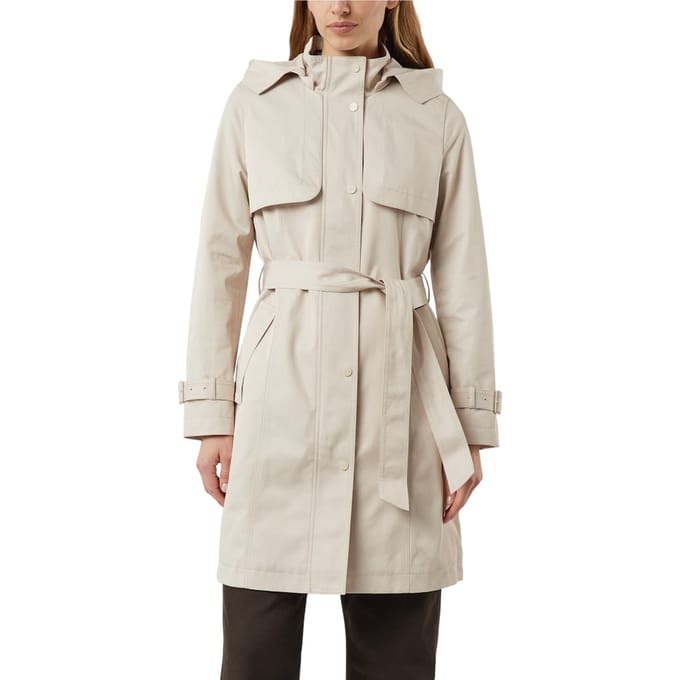 comma - female - Katoenen trenchcoat met afneembare capuchon en bindceintuur