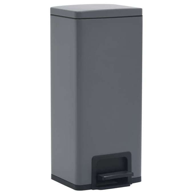 vidaXL - Pedaalemmer - met - anti-vingerafdruk - 30 - L - RVS - grijs