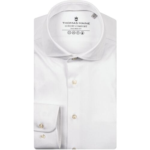 Thomas Maine Overhemd Roma Modern Kent Luxury Comfort Soft Liquid Cotton Wit / male