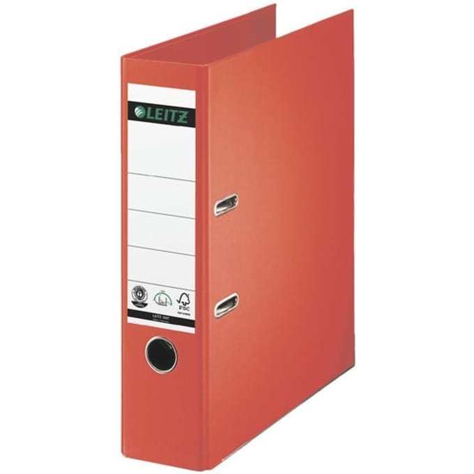 LEITZ® ordner 1007/1008, A4, rugbreedte 80 mm, per stuk, lichtrood