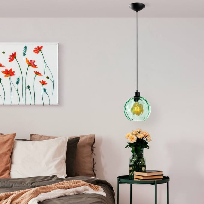 Opviq Hanglamp Benek, groen, glas, Ø 20 cm, E27