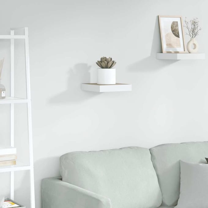vidaXL - Wandschap - zwevend - 23x23,5x3,8 - cm - MDF - eikenkleurig - en - wit