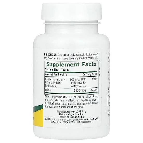Nature's Plus- Biotine & Foliumzuur, 30 Tabletten
