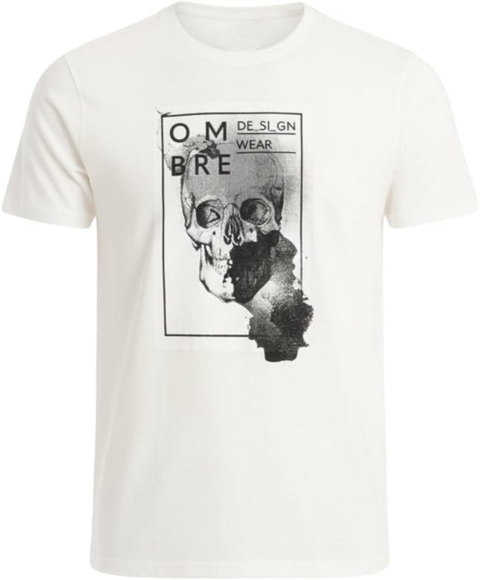 OMBRE T-shirt - Katoen - Korte Mouw - Effen Wit S