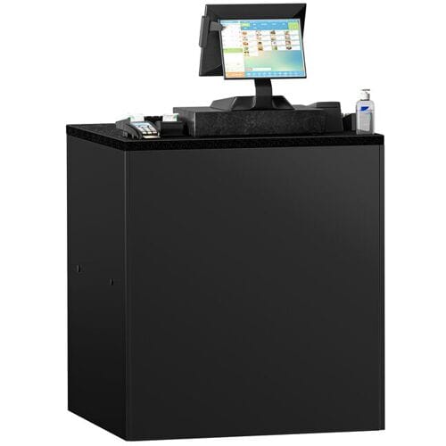 GGM Gastro Kassentisch MADRID - 800mm - Arbeitsplatte aus schwarzem Marmor - Schwarz Matt