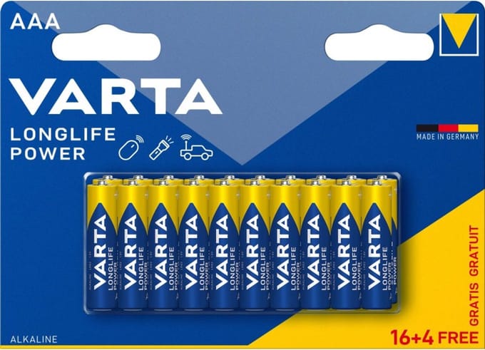 Varta Longlife Power - AAA Alkaline Batterijen - 20 stuks