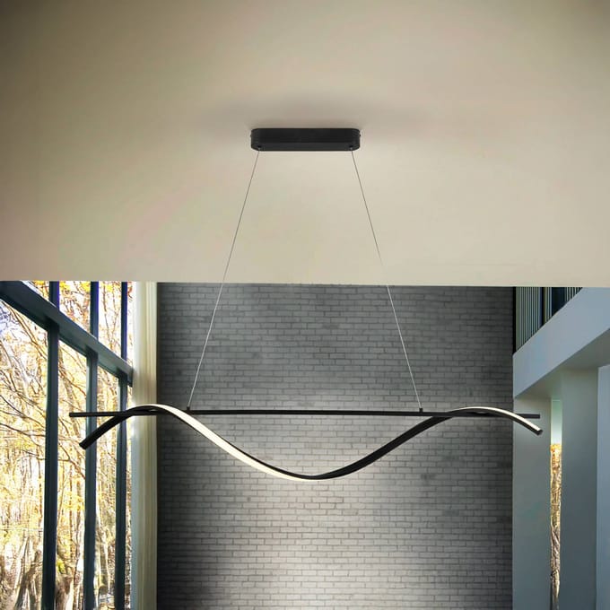 Schuller Valencia Boa LED hanglamp, mat zwart, metaal