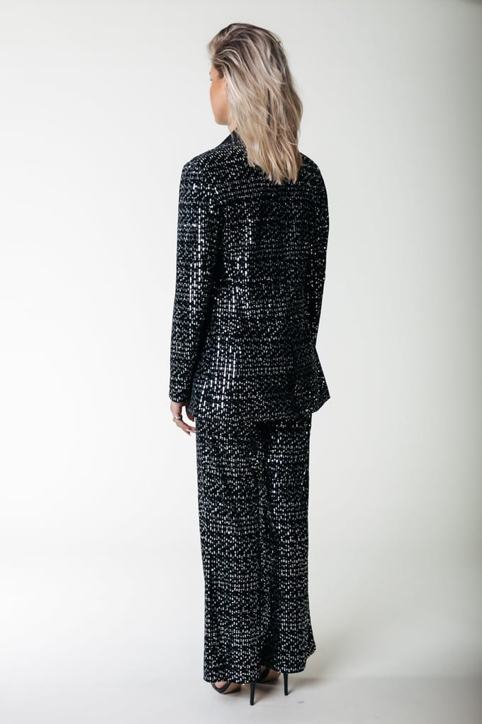 Colourful Rebel Phips Sequins Straight Pants Silver Grey Maat: XS | Straight Broeken Outlet | Dames | Zilver
