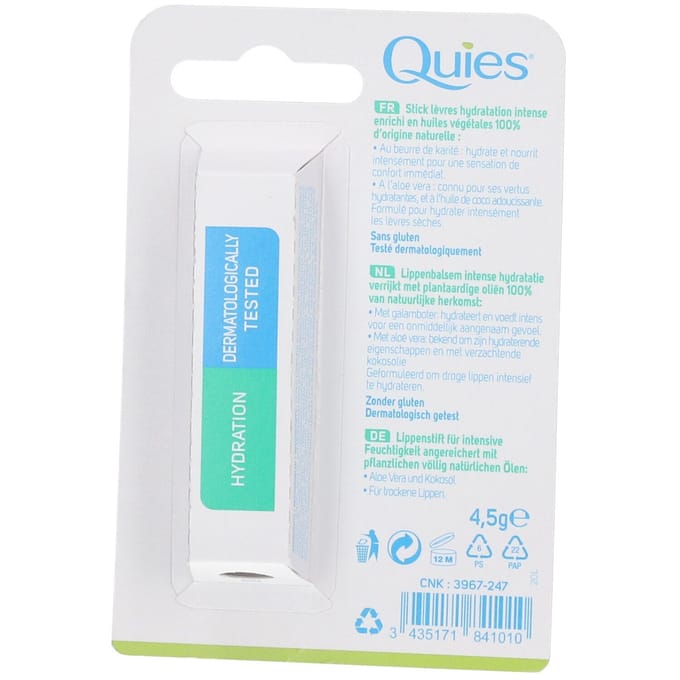 Quies Intensief Hydraterende Lippenstift Aloë Vera - Kokosolie 1 Lippenbescherming