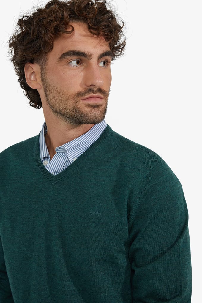 McGregor Fine Merino V-neck Sweater Winter Sage Größe: XXL | Pullover Outlet | Herren | Grün