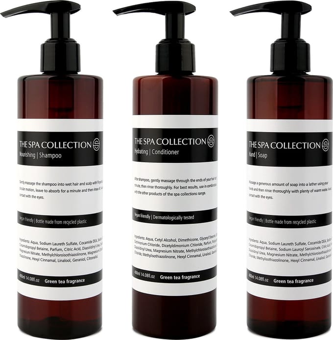The Spa Collection Green Tea - Shampoo + Conditioner + Handzeep- 400 ml pompfles - Set van 3 stuks