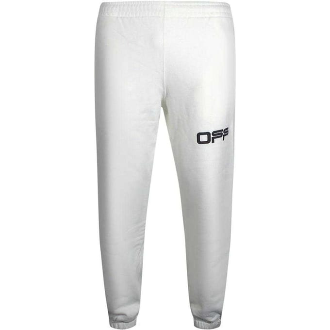Off-White Heren Airport Logo Getapete Joggingbroek (Wit)