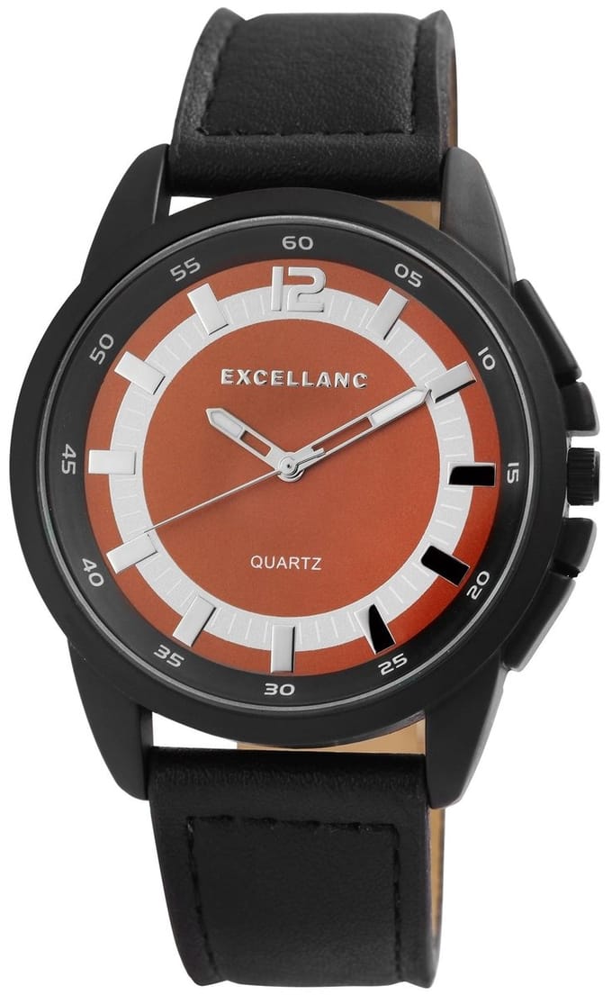 EXCELLANC Herenhorloge kunstleer Mineralglas
