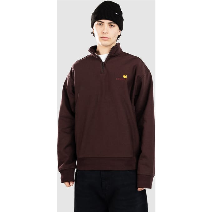 Carhartt WIP Half Zip American Script Half-Zip Sweater bruin