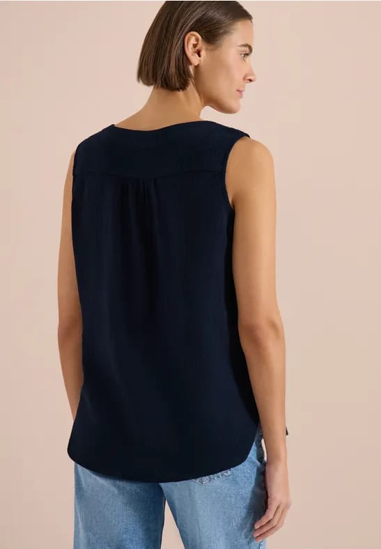 Blousetop met V-hals van mousseline