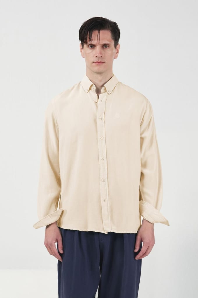 Lange Mouw Geknoopte Tencel Shirt
