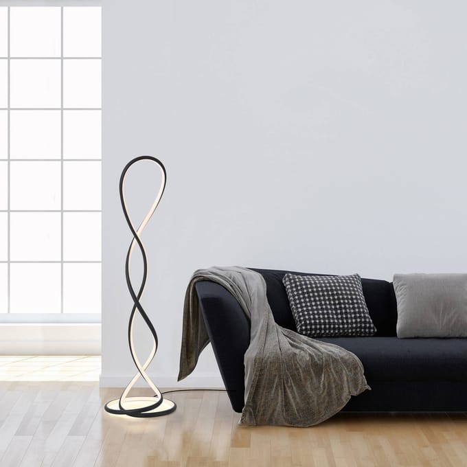 Paul Neuhaus LED vloerlamp Twist, zwart, hoogte 143 cm