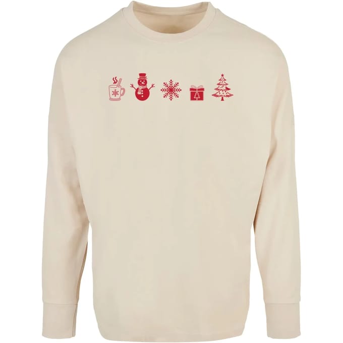 Merchcode - Christmas Elements Longsleeve shirt - M - Creme