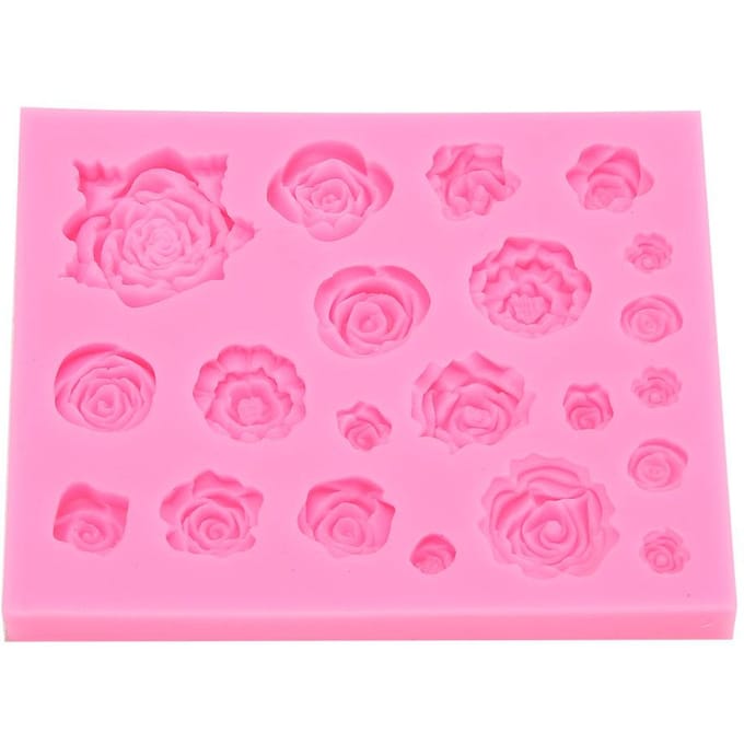 Siliconen Mal Roos Vorm DIY Chocolade Fondant Klei Mal Decoratie Knutsel pink