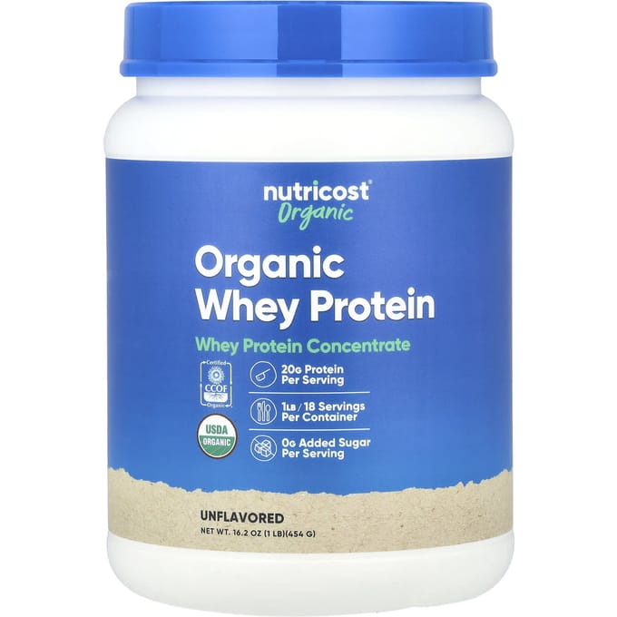 Nutricost, biologische wei-eiwit, ongeflavoreerd, 450 gram (454 gr)