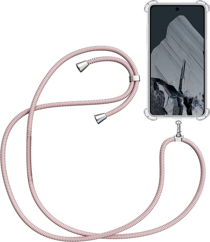 Telefoonkoord + Hoesje Geschikt voor Google Pixel 8 - Lengte Verstelbaar - Telefoonketting - Shock Proof Case - Rose
