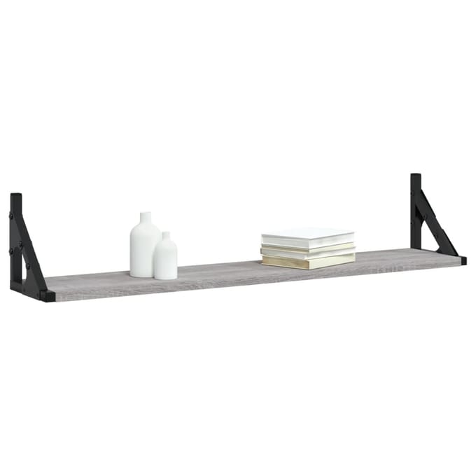 vidaXL - Wandschappen - 2 - st - 80x15x15,5 - cm - bewerkt - hout - grijs - sonoma - eiken