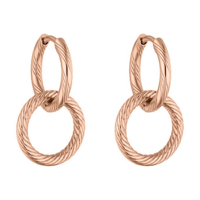 Victorious Dames Oorbellen Roségoud – Dubbele Ring met Lijnen – 2CM