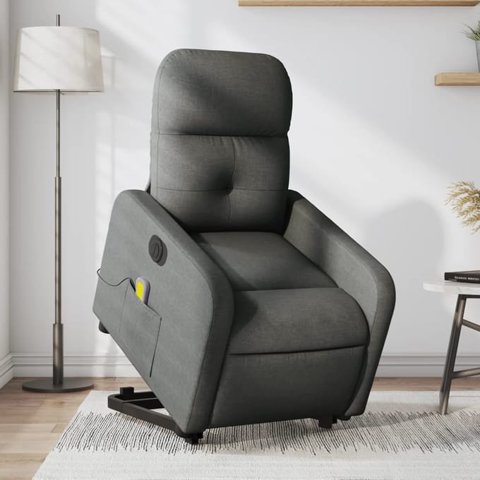 vidaXL - Sta-op-massagestoel - elektrisch - verstelbaar - stof - donkergrijs