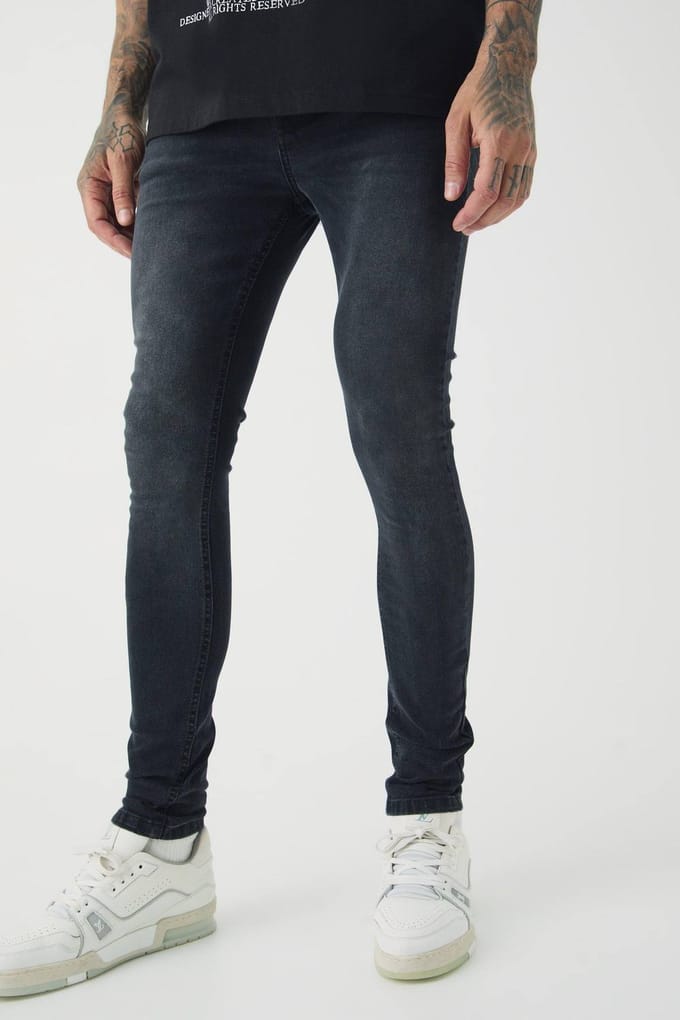 Lange Super Slanke Stretch Jeans | Washed Black | Size 36