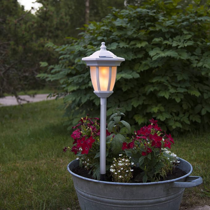 STAR TRADING LED lamp op zonne-en Flame, 4 in 1, wit
