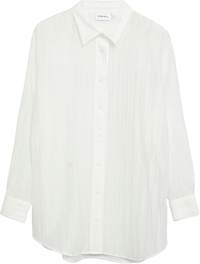 Semi-transparante gestructureerde lyocell blouse met lange mouwen voor dames COMMA