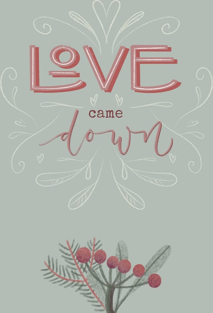 Kerstkaart Marjolein 'Love came down' ' 12 stuks met envelop