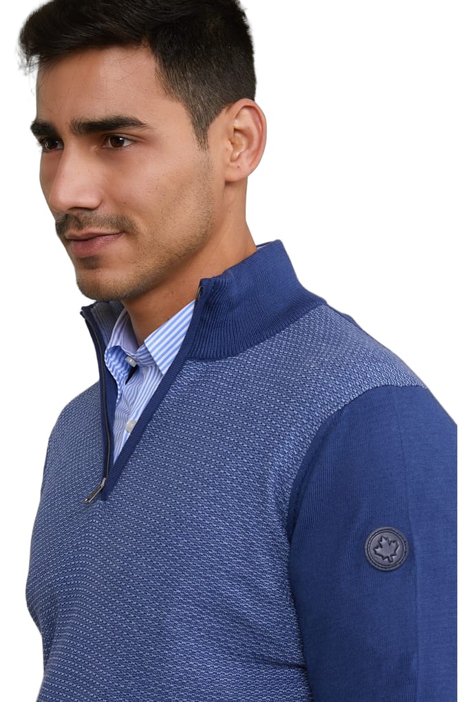 River Woods Custom Fit Cotton Mock Neck Sweater Dk Hamptons Blue Größe: S | Pullover Outlet | Herren | Blau